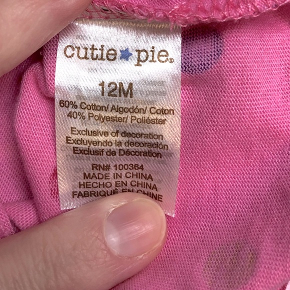 Cutie pie 3 piece long sleeve/hooded vest outfit, pink/white/blue, 12 M. - Picture 8 of 11